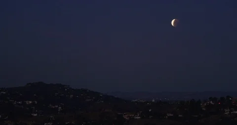 Lunar Eclipse as seen in Los Angeles, California Stock Footage 99158978