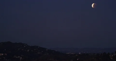 Lunar Eclipse as seen in Los Angeles, California Stock Footage 99158990