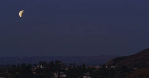 Lunar Eclipse as seen in Los Angeles, California Stock Footage 99159181