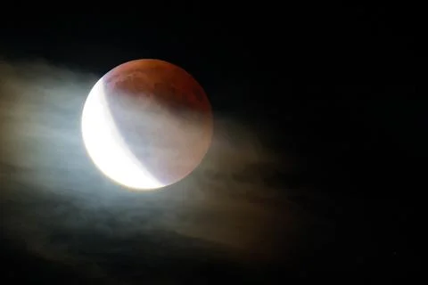 Lunar Eclipse on September 7, 2025 Captured from Kollund, Denmark at 1200mm Fotos Stock