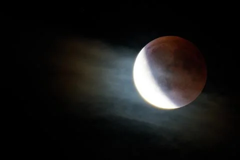 Lunar Eclipse on September 7, 2025 Captured from Kollund, Denmark at 1200mm Stock Photos
