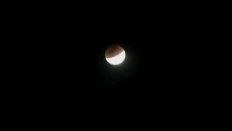 Lunar Eclipse. Super Blue Blood Moon crossing the Earth's shadow Stock Footage 85282537