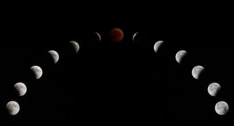 Lunar Eclipse time lapse Stock Photos
