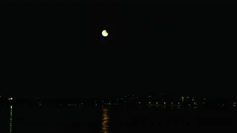 Lunar eclipse timelapse at tank bund hyderabad on 11th november 2022 Stock Footage 220836082