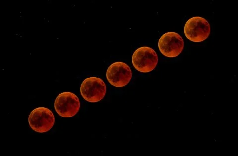 Lunar eclipse trail red moon breathtaking scenery night sky lucerne Stock Photos
