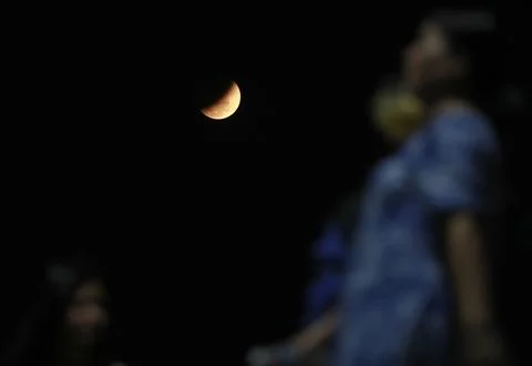 Lunar eclipse in Yangon, Myanmar - 03 Mar 2026 Stock Photos