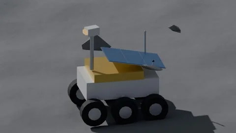 Lunar exploration rover solar panel moon surface loop Stock Footage 341085552