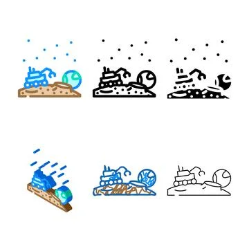 Lunar exploration space exploration color icon variations vector Stock Illustration