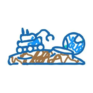 Lunar exploration space exploration icon doodle illustration Stock Illustration