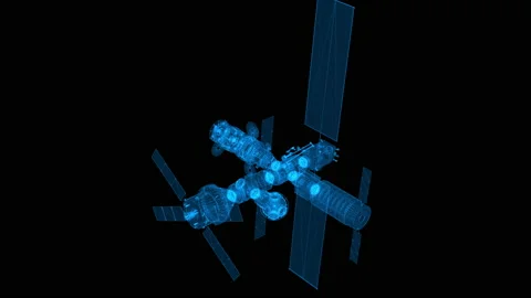 Lunar Gateway - blue outline 库存影片 164330177