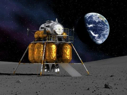 Lunar Lander On The Moon Ilustração Stock