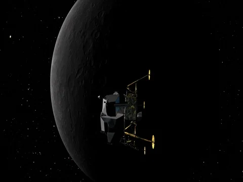Lunar Lander, or LEM, orbits the Moon Stock Footage 72015246