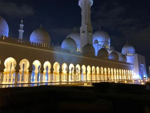 Lunar lightning system in Sheikh Zayed Grand Mosque Stock Photos