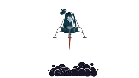 Lunar module. Animation launch of a spaceship. Cartoon Stock Footage 122738279