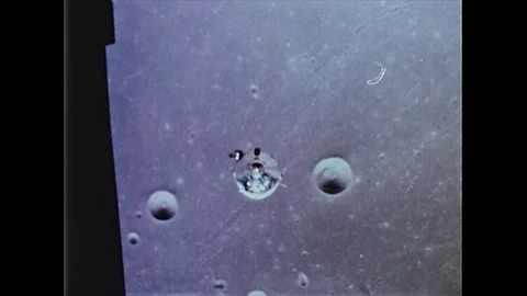 Lunar module descends to the lunar surface - 1969 Stock Footage 90559695
