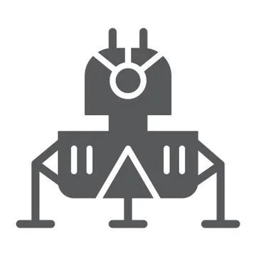 Lunar module glyph icon, science and astronomy Stock Illustration