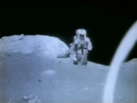 The Lunar Module lifts off from the Moon and docks with the Command Module, Video stock 79458667