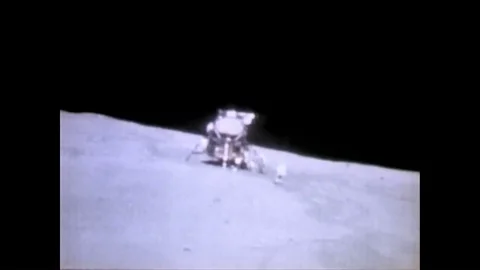 The Lunar Module lifts off from the Moon and docks with the Command Module, Video stock 86138244