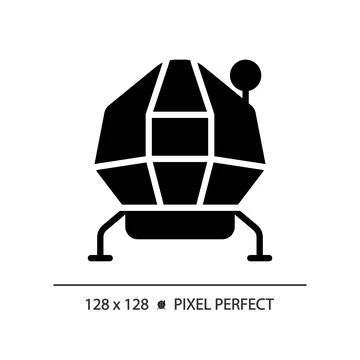 Lunar module pixel perfect black glyph icon Stock Illustration