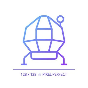 Lunar module pixel perfect gradient linear vector icon Stock Illustration