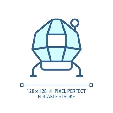 Lunar module pixel perfect light blue icon Stock Illustration