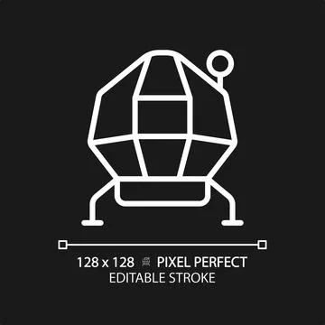 Lunar module pixel perfect white linear icon for dark theme Stock Illustration