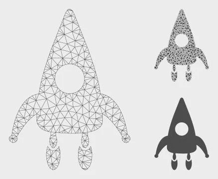 Lunar Module Vector Mesh 2D Model and Triangle Mosaic Icon Stock Illustration