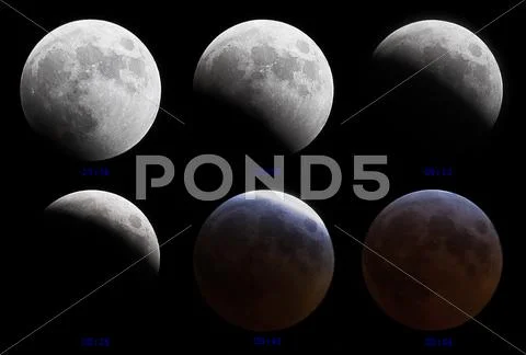 Lunar (moon) eclipse 3-4 march 2007 Stock Photos