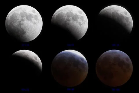 Lunar (moon) eclipse 3-4 march 2007 Stock Photos