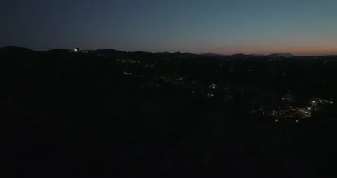 Lunar Moon Eclipse San Fernando Valley Suburb Los Angeles Drone Aerial View Video stock 201115269