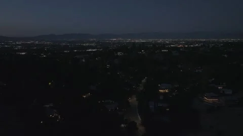 Lunar Moon Eclipse San Fernando Valley Suburb Los Angeles Drone Aerial View Stock Footage 335338902