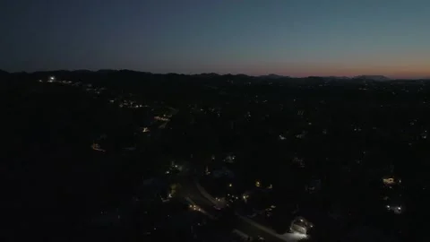 Lunar Moon Eclipse San Fernando Valley Suburb Los Angeles Drone Aerial View Stock Footage 335338916