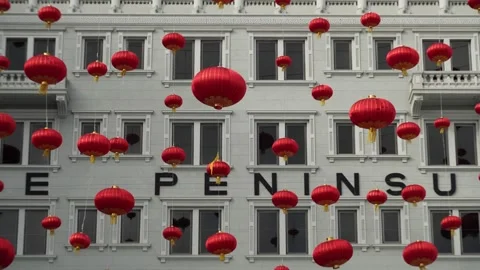 Lunar New Year Lantern at Peninsula Hotel, Hong Kong, 4k, Close Up Video Stock Footage 263543596
