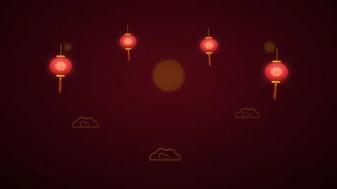 Lunar New Year Red Paper Lanterns Swaying with drifting golden clouds 4K Loop 스톡 동영상 346126504