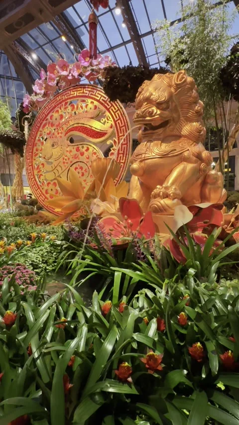 Lunar New Year (Year of The Rabbit) 2023 at Bellagio Conservatory in Las Vegas Video stock 237837962