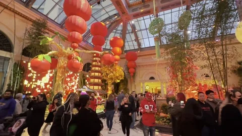 Lunar New Year (Year of The Rabbit) 2023 at Bellagio Conservatory in Las Vegas Video stock 237838020