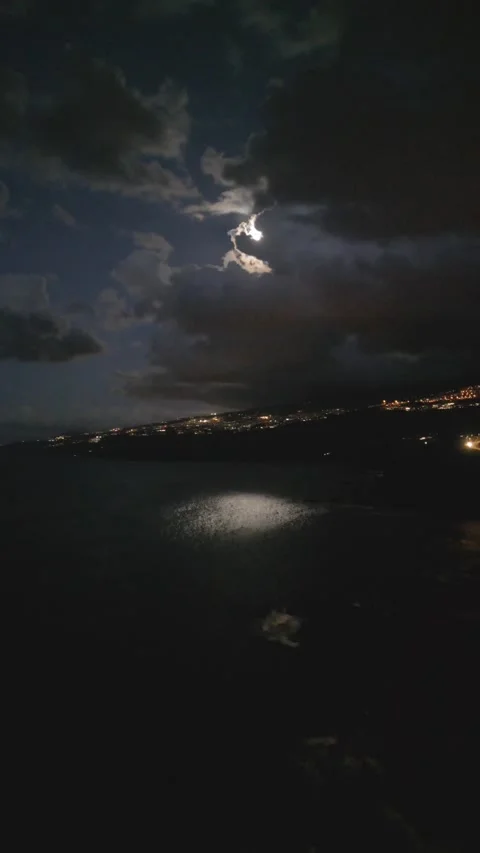 Lunar Path 4K 9:16 Vertical Drone Shot Rocks Mountains Clouds Dramatic Stock Footage 233221329