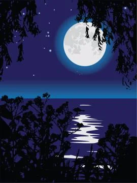 Lunar path on lake Stock Illustration