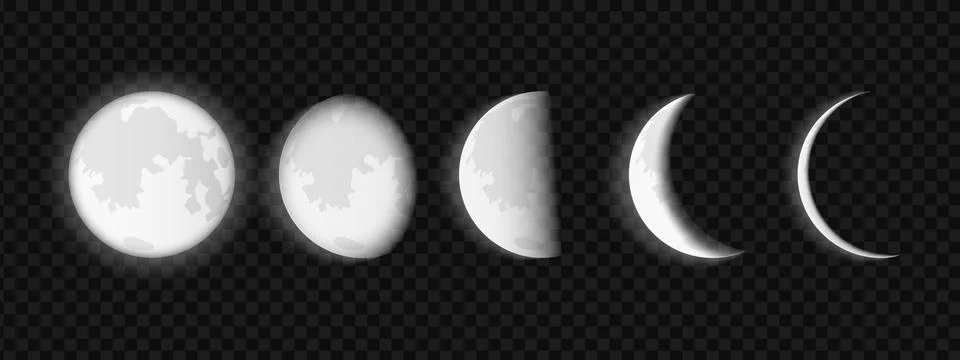Lunar phases isolated. Moon growth and eclipse cycles Ilustração Stock