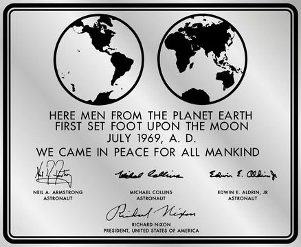 Lunar plaque mounted on the lunar module landed on the Moon, Apollo 11 Ilustração Stock