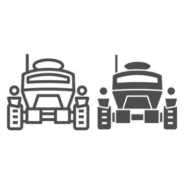 Lunar Robot line and solid icon, Robotization concept, Lunar Rover sign on white Stock Illustration