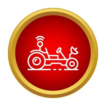 Lunar rover exploring alien planet surface icon Stock Illustration