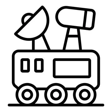 Lunar rover exploring the surface of the moon transmitting data via satellite Stock Illustration