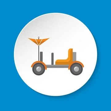 Lunar rover icon in flat style on round button Stock Illustration