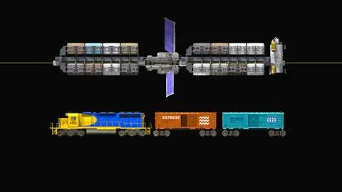 Lunar space elevator compared to a locomotive. Stock Illustration