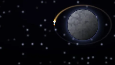 Lunar Space Scene with Rocket Seamless Loop Stock Footage 340656049