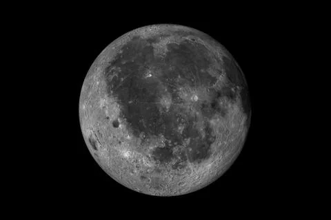 Lunar surface in full moon, 3d render Ilustração Stock