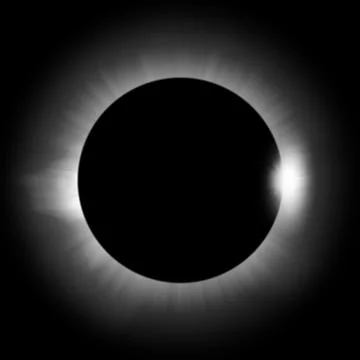 Lunar total eclipse, black and white fantasy illustration Illustrazione stock