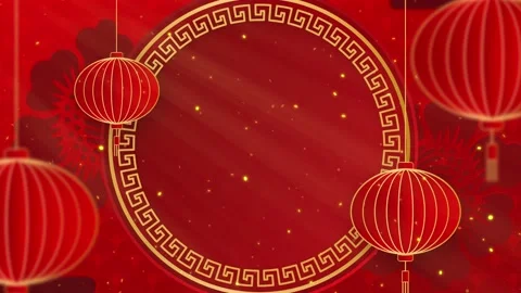 Lunar year background with lanterns and flowers. 4K loop with copy space. Stock Footage 143966811