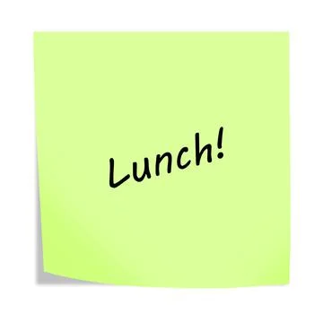 Lunch 3d illustration post note reminder on white with clipping path Stock Illustration